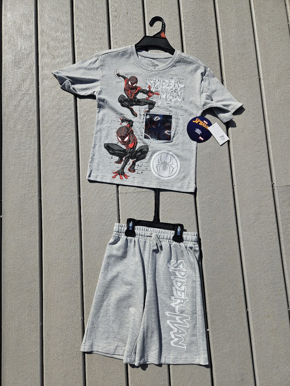 NWT Marvel Boys Spider-Man Miles Morales T-Shirt Shorts Set Size m 8